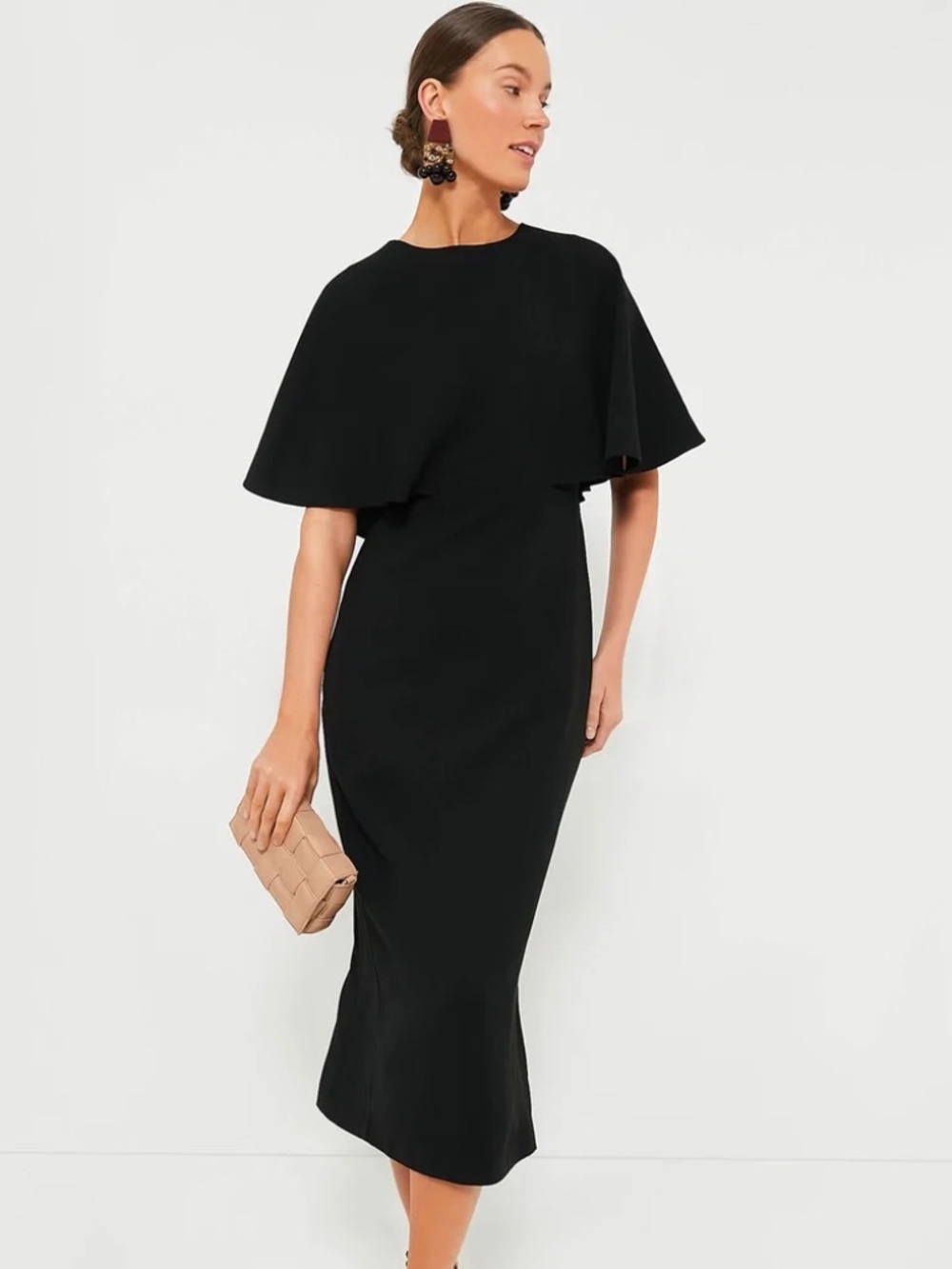 NWT Tuckernuk Black Cape Leah Dress Women's Size 12 Midi Maxi Length NEW